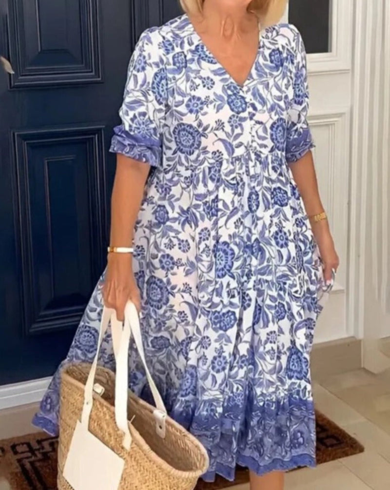 Nia | Elegant V neck dress With Floral Printed