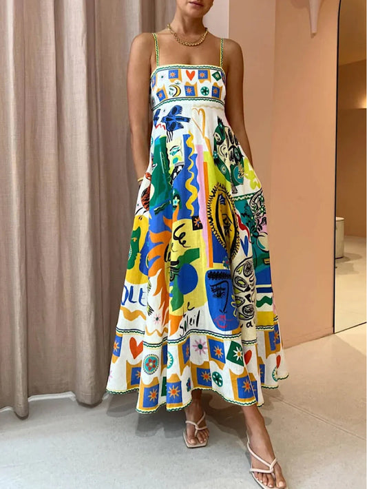 Lena | Geometric Graffiti Prints Dress