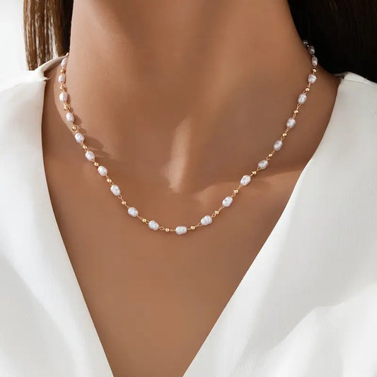 Golden Pearl Grace Necklace