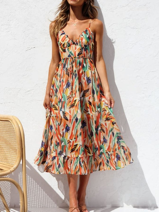 Mia | Floral Ruffle Midi Dress
