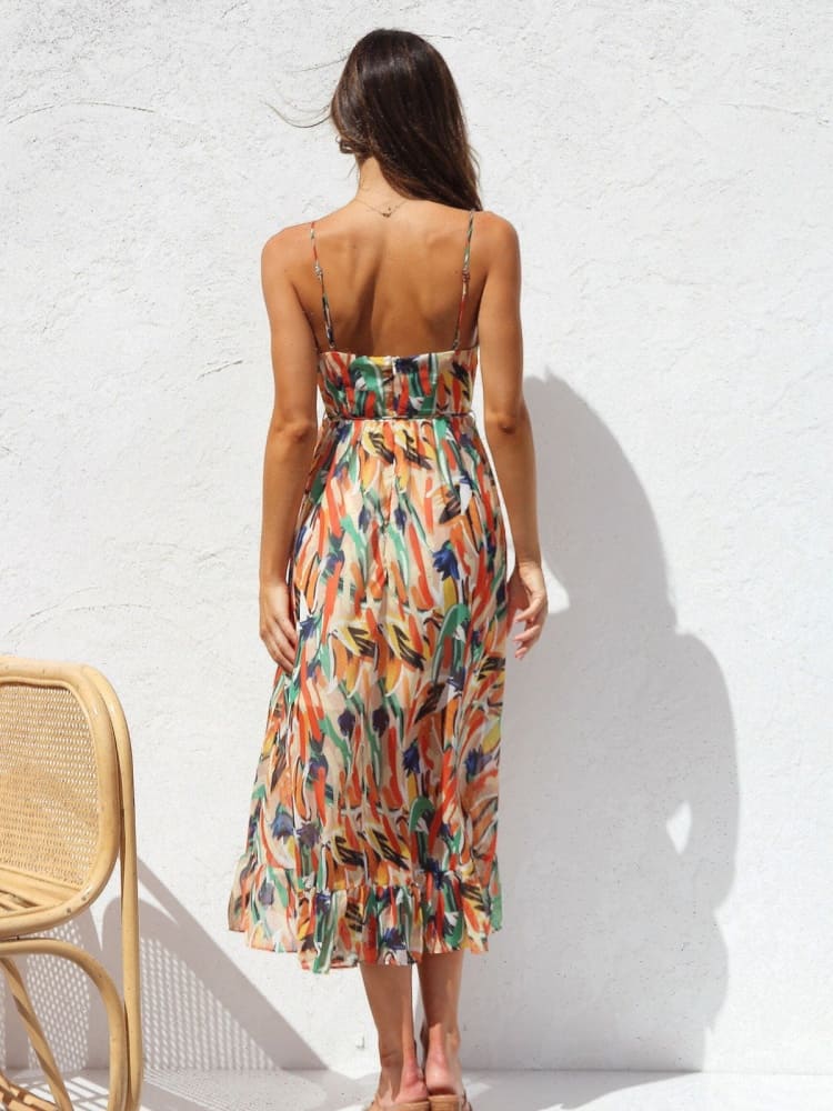 Mia | Floral Ruffle Midi Dress