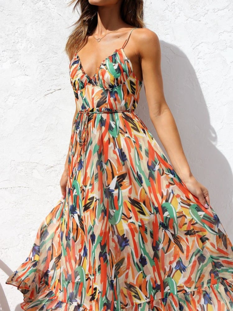 Mia | Floral Ruffle Midi Dress