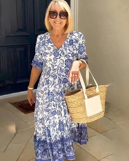 Nia | Elegant V neck dress With Floral Printed