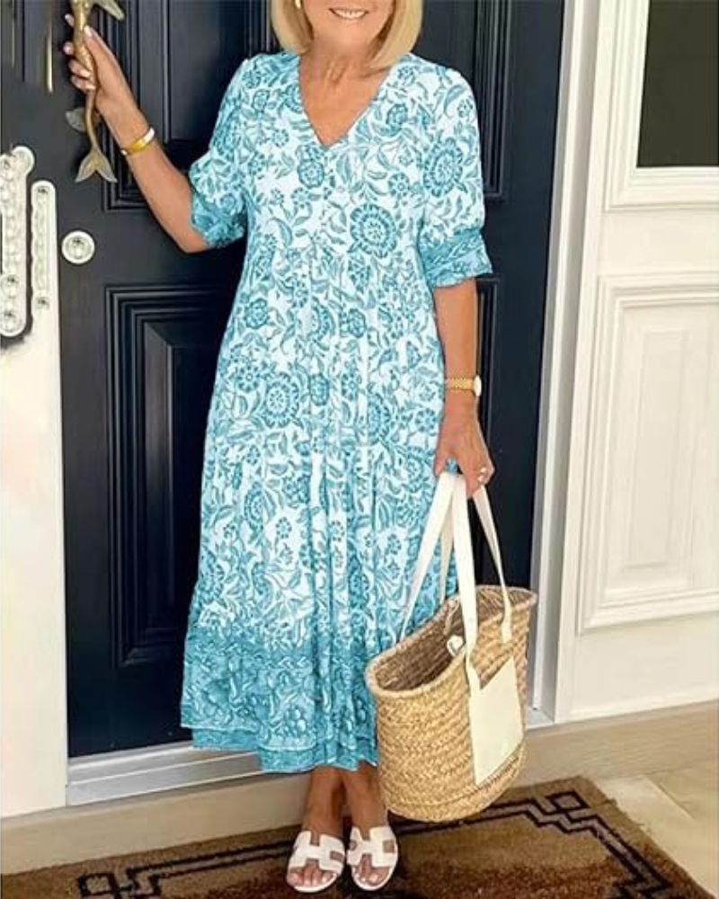 Nia | Elegant V neck dress With Floral Printed
